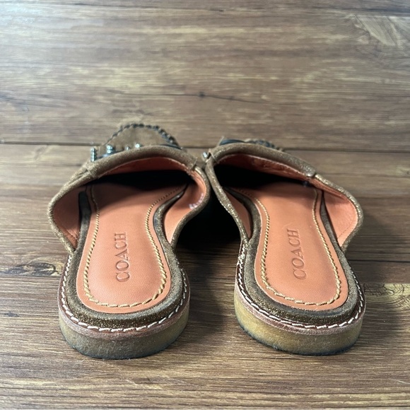Coach Roccasin Gold Leather Slip-On Mules Clogs Flats Women’s Size 8.5 Shoes - Picture 3 of 6